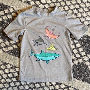 Cat & Jack Heather Gray Toddler Rashguard with Sharks - 2T